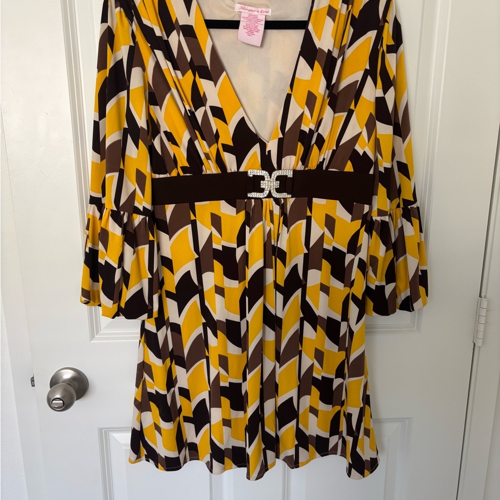 Geometric Patterned Dress with Rhinestone Detail